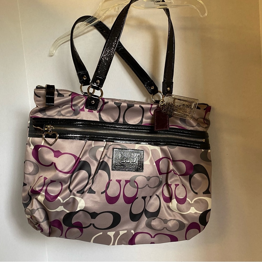 Coach purple and beige tote
